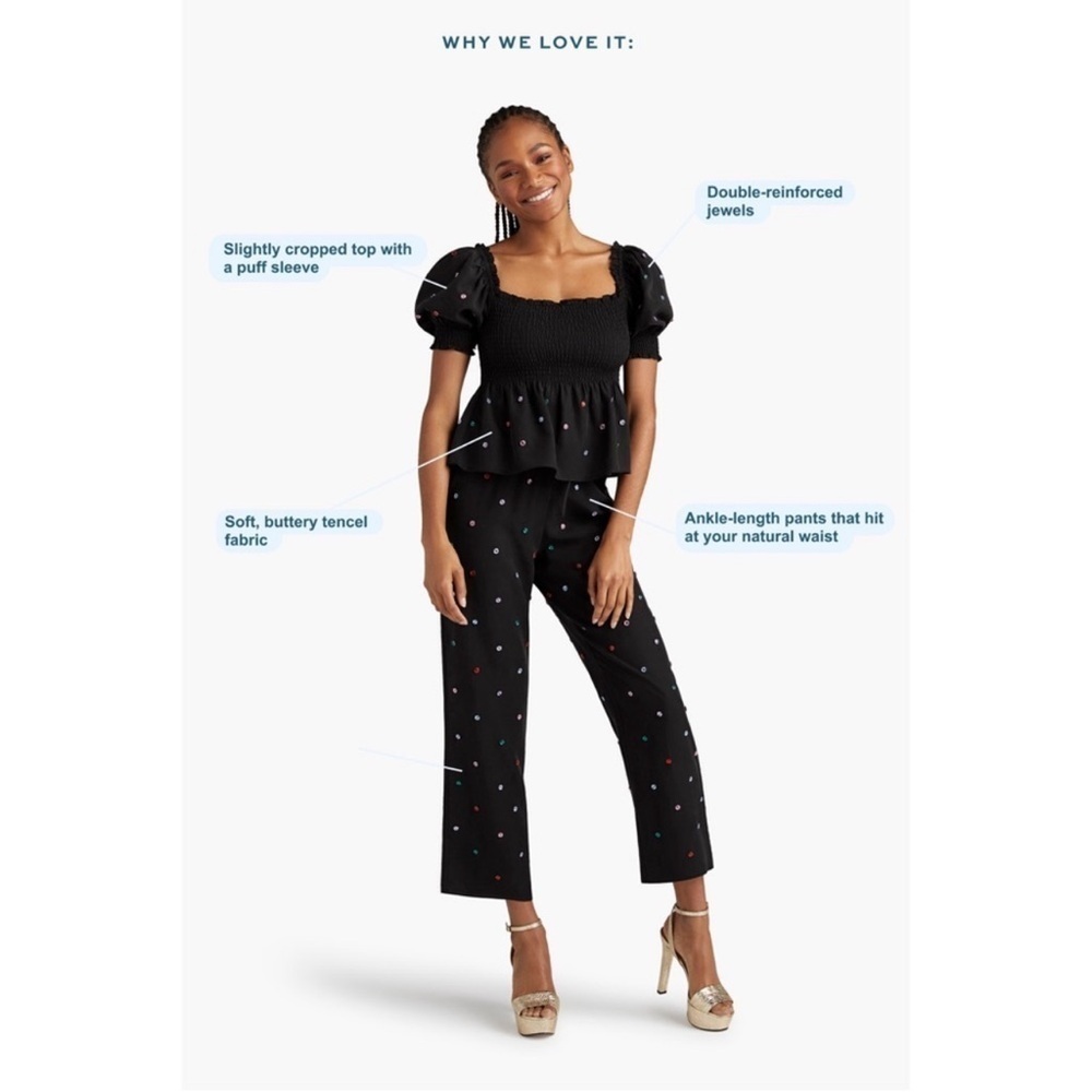 HILL HOUSE Jewel Jammie Bejeweled set black size small